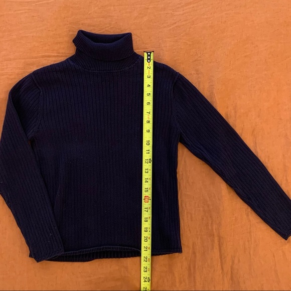 Talbots Navy Blue Ribbed Turtleneck, Size MP - Picture 3 of 5